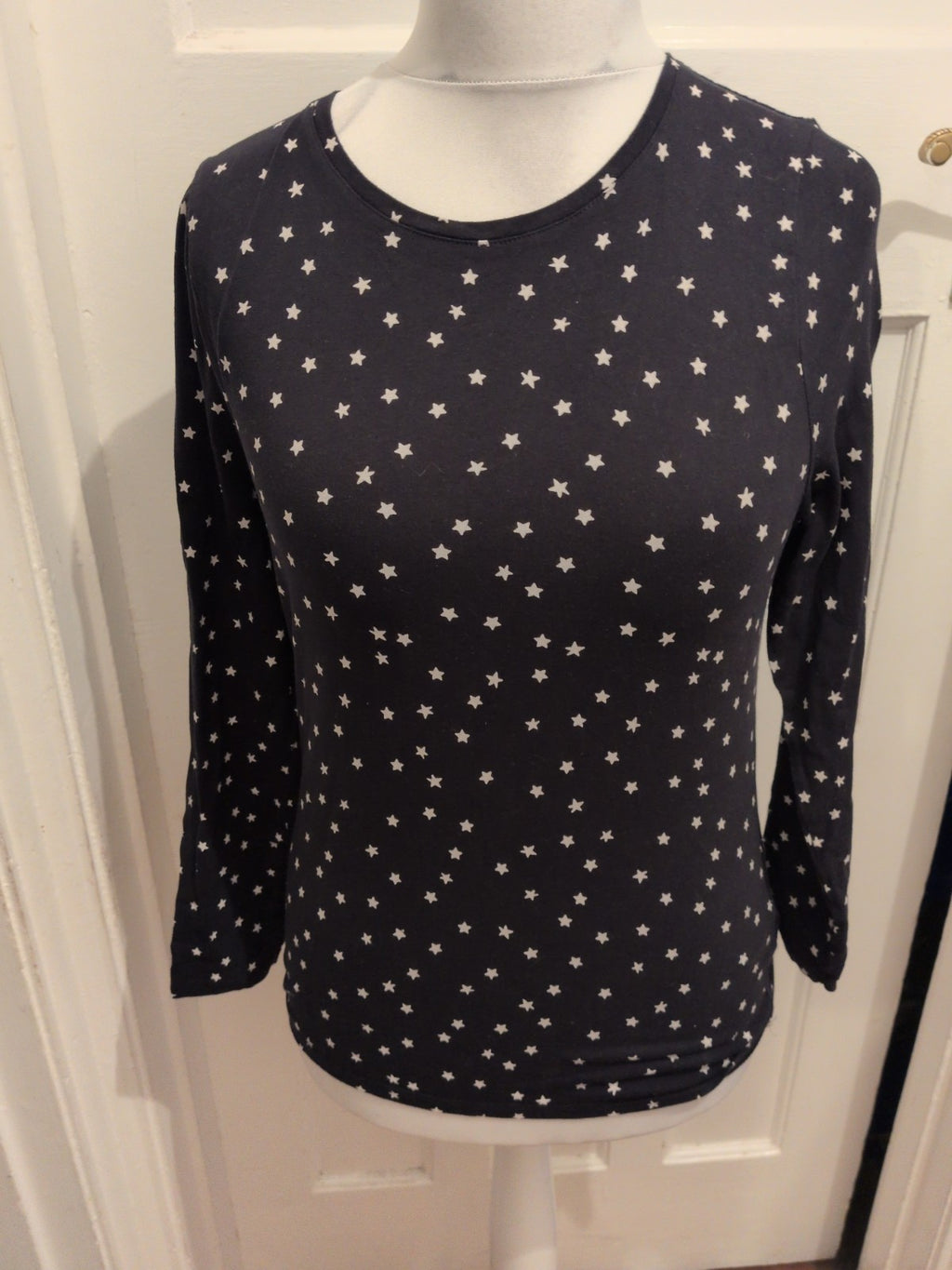 M&S Collection 12 Black And White Star Long Sleeve Pyjama Top