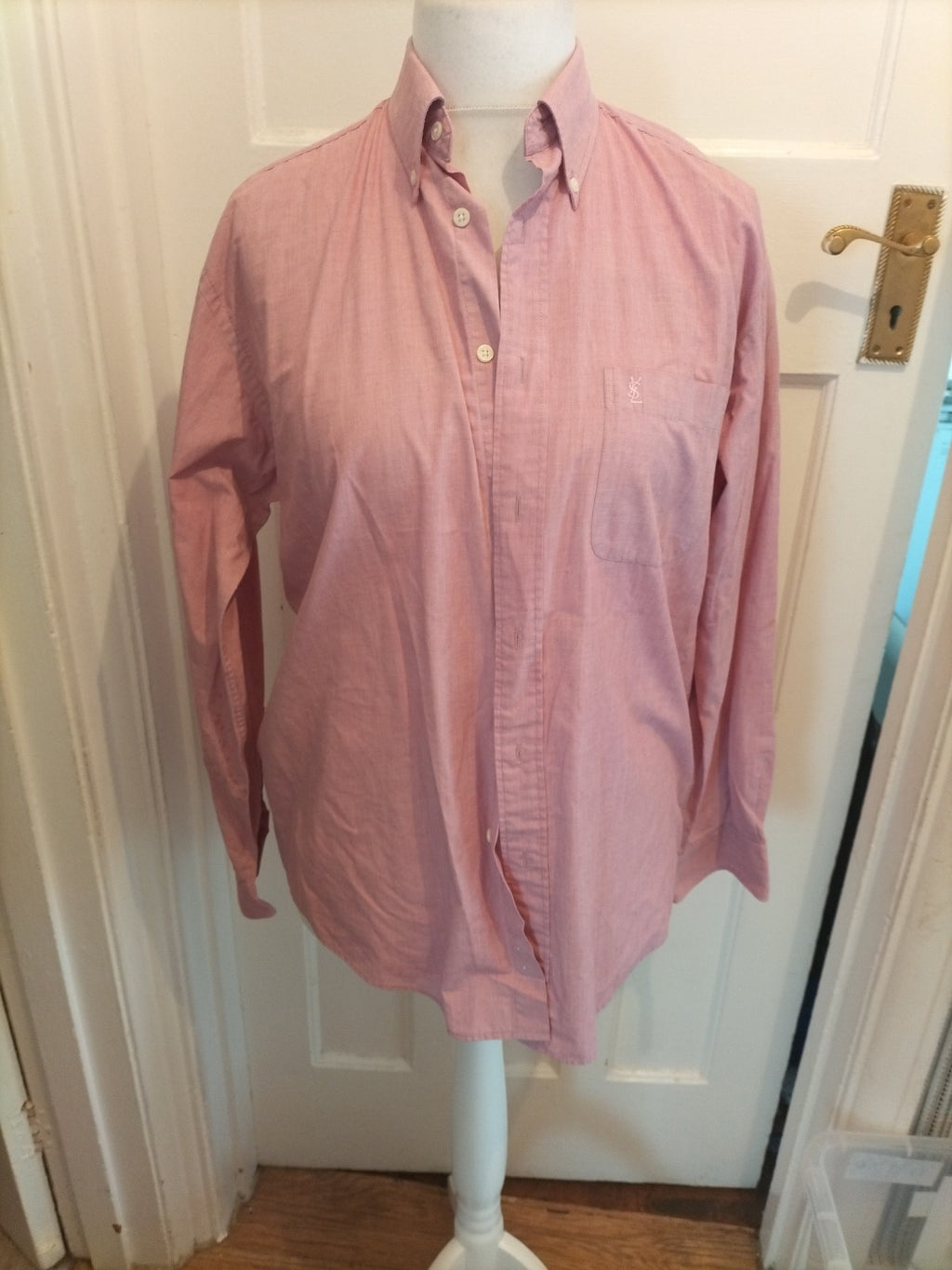 Mens Size 15 Purple Fleck Long Sleeved Shirt Cotton Rich