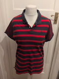 Mens Quba Co Size Large Red And Navy Short Polo