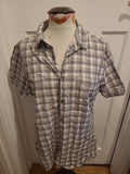 Mens Trait Size Large Purple/Grey Check Short Sleeved Shirt