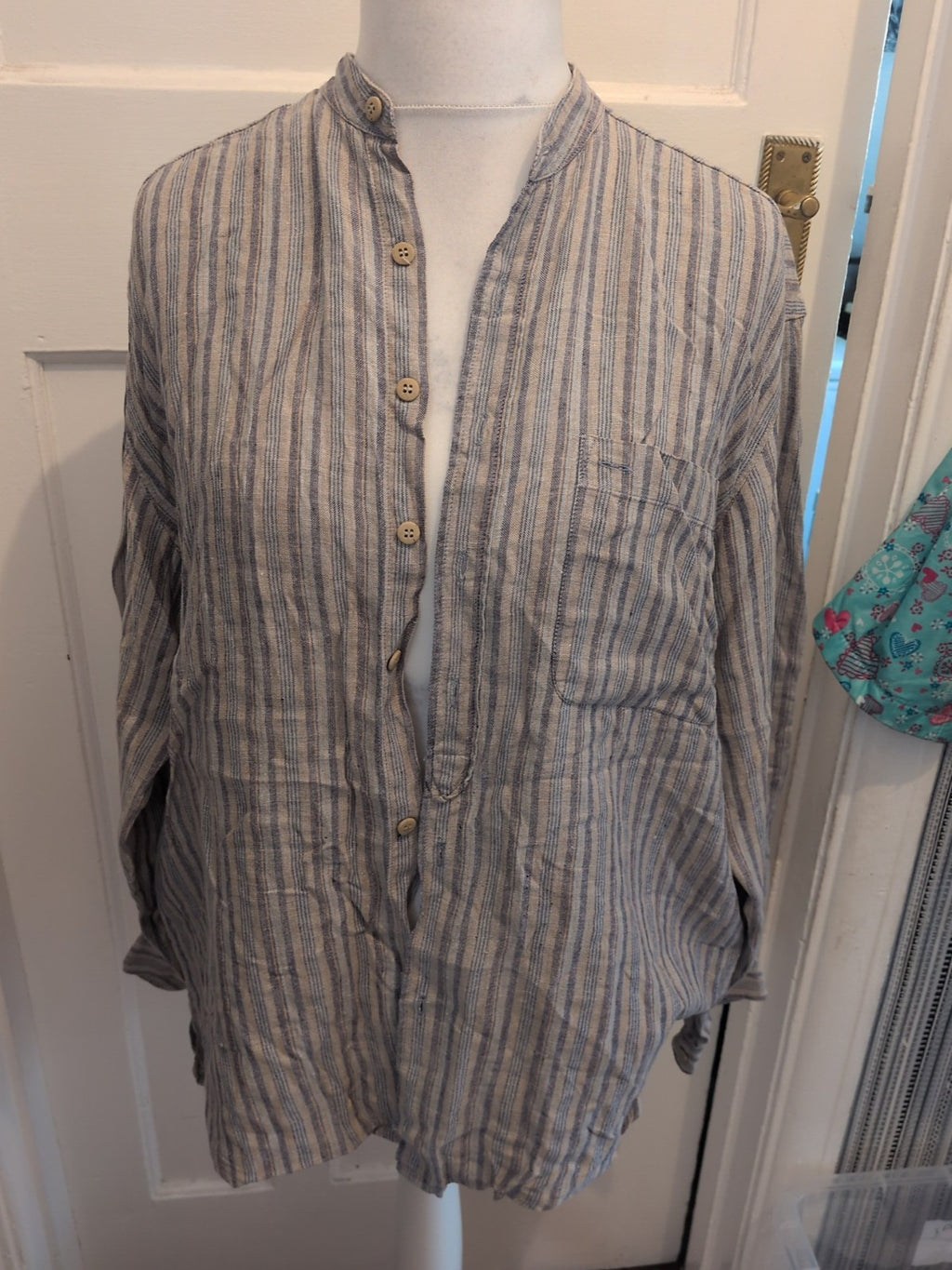Next Small Multi Stripe Long Sleeve Uncollared Shirt
