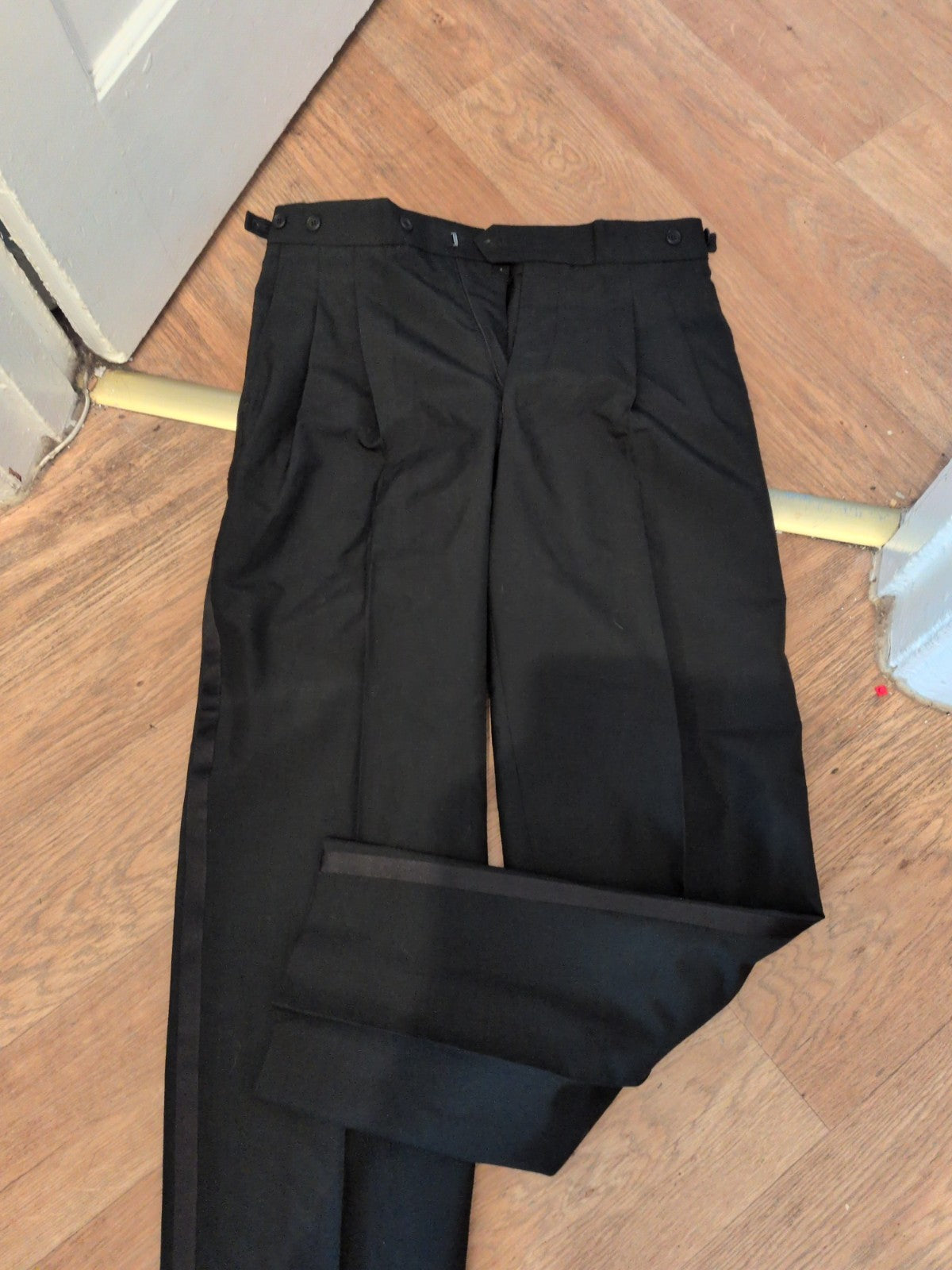 32x31 Black Wool Blend Trousers Smart