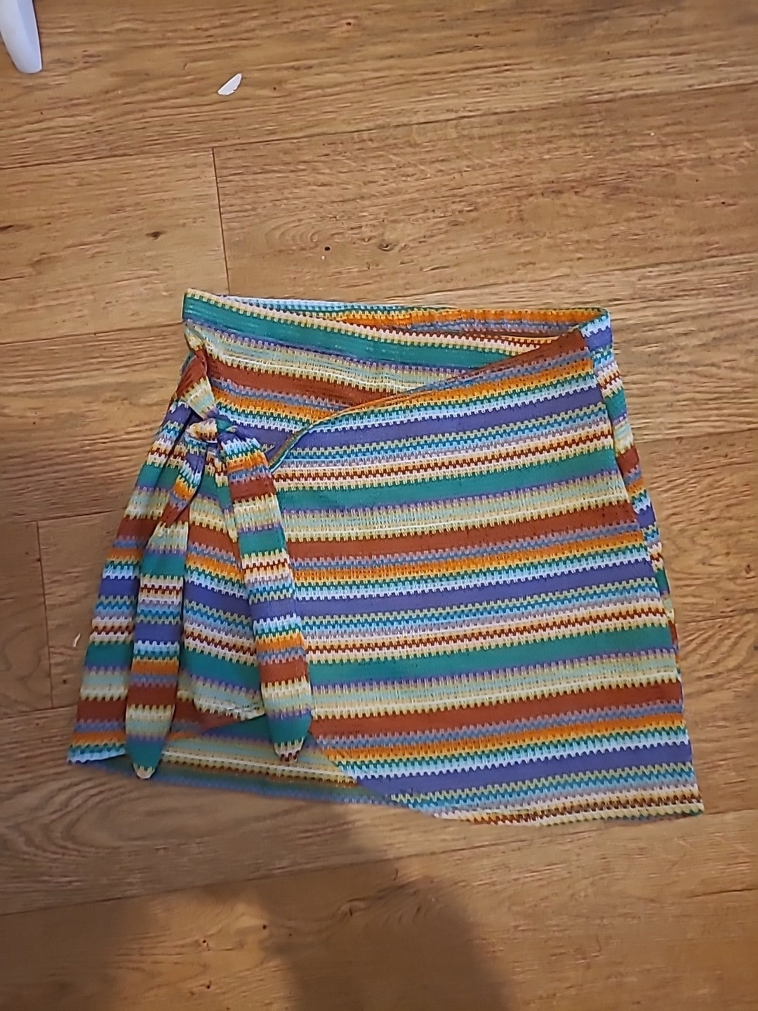 Ladies Shein Size Medium Multi Striped Elasticated Short Skirt