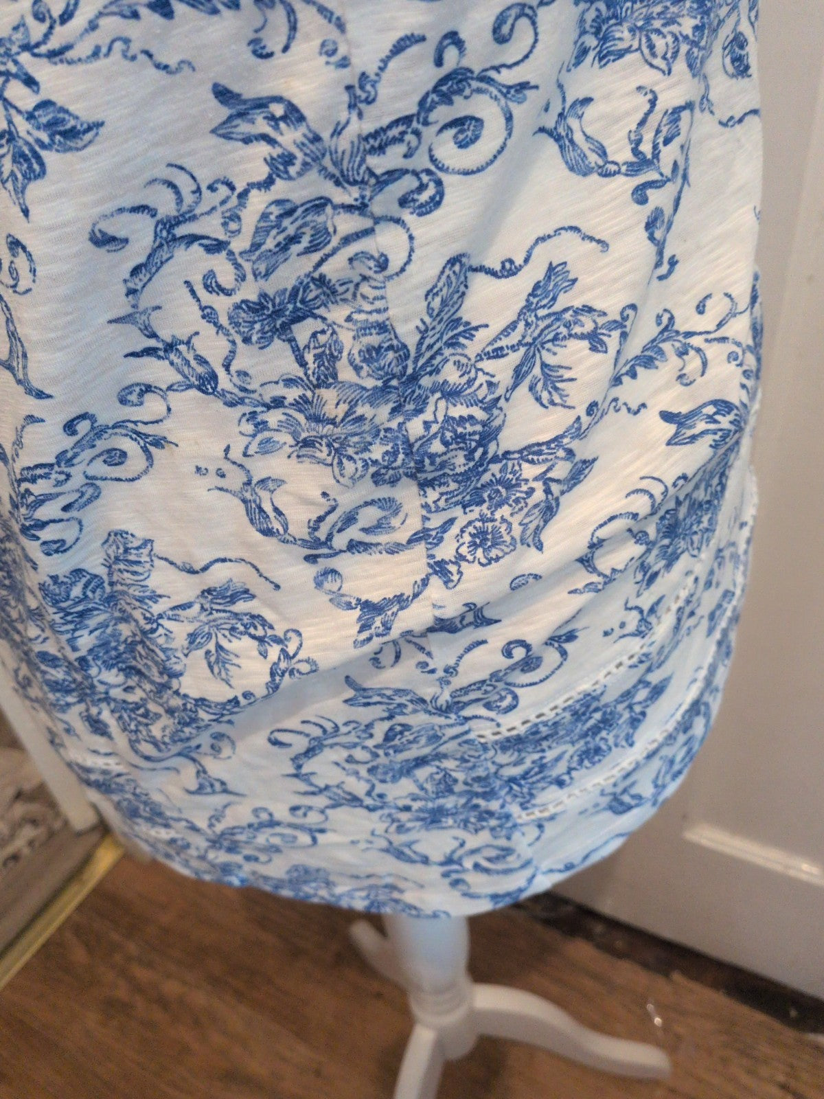 Per Una 14 Blue And White Longline Sleeveless Blouse
