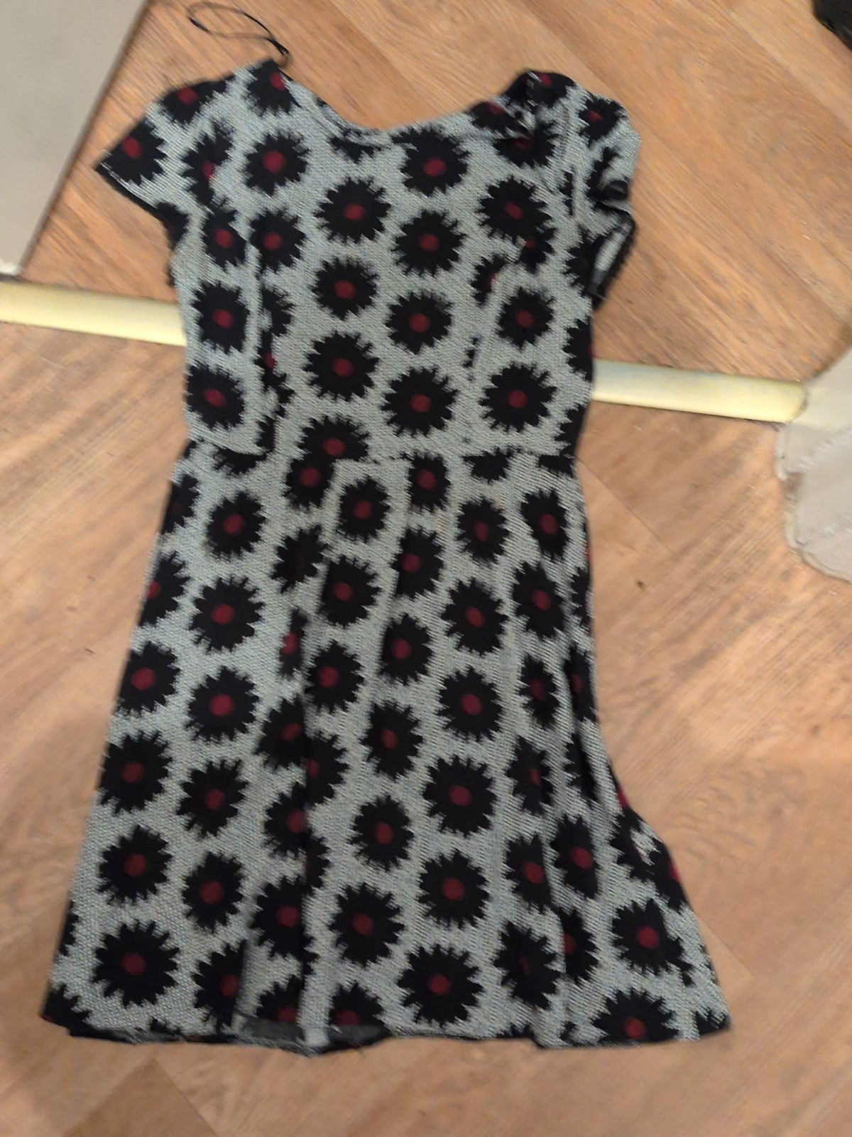New Look 12 Black White Purple Short Sleeve Fit And Flare Dress