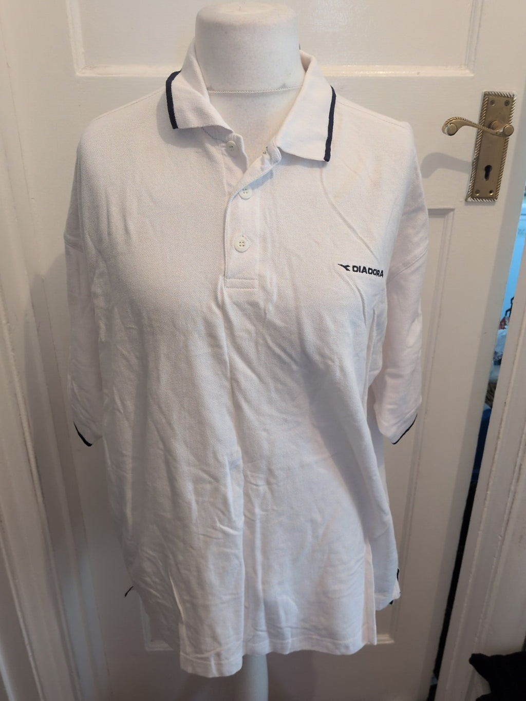 Brand New Diadora XL White Short Sleeve Polo