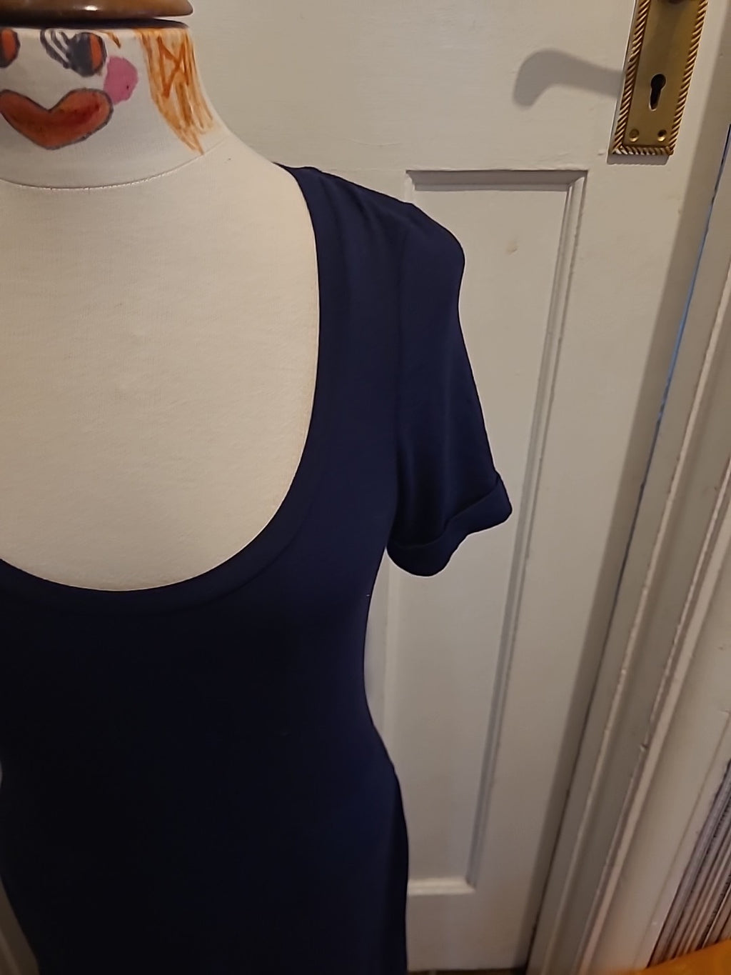 Ladies Aura Size 10 Navy Short Sleeved Long Length Dress