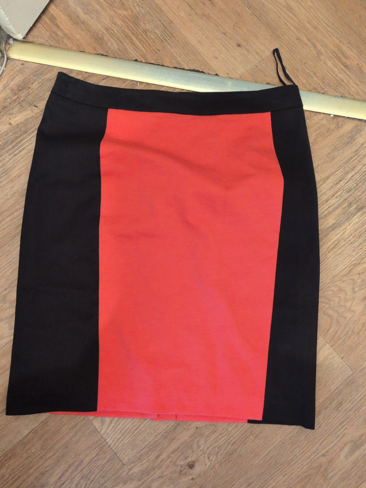 Next 16 Coral And Black Straight Midi Skirt Small Mark On Front