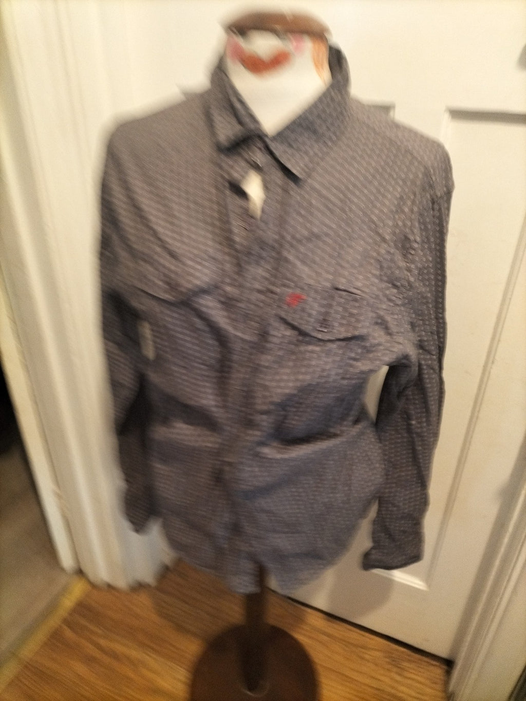 Mens Onfire Size Medium Grey Patterned Long Sleeved Shirt