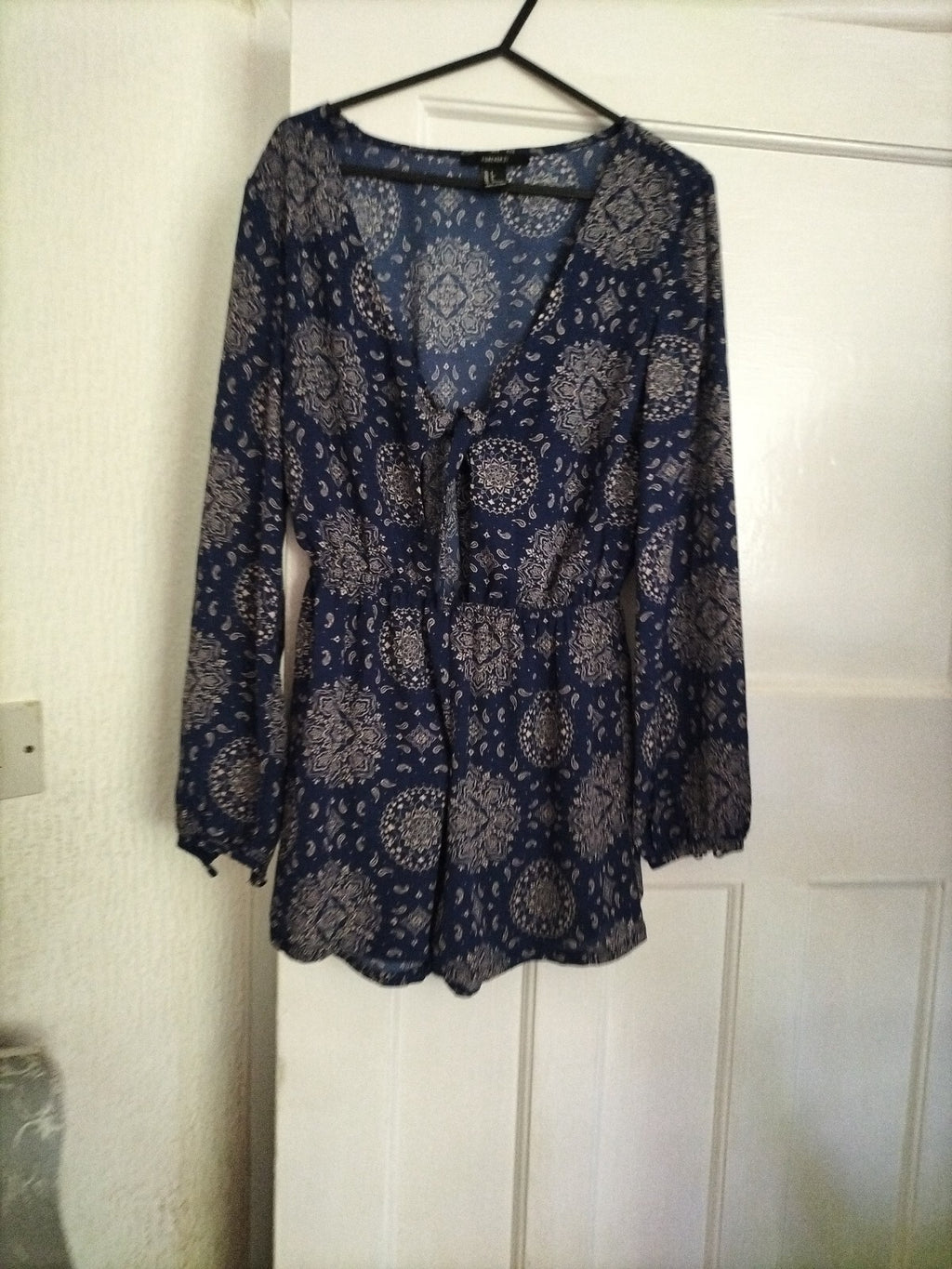 Ladies Forever21 Size Small Navy Long Sleeve Playsuit