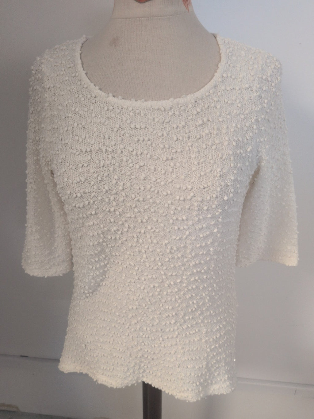 Limited Collection 14 Cream Bobble Pattern Long Sleeve Blouse