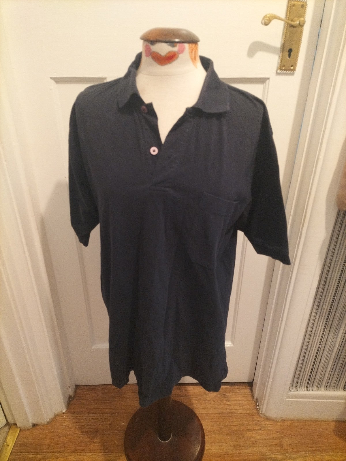 Mens RedGreen Size Large Navy Short Sleeved Polo