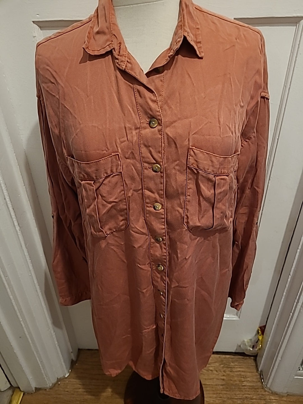Ladies Primark Size 14 Dark Orange Long Sleeved Tshirt Dress