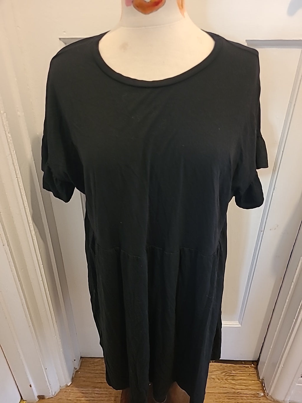 Ladies New Look Size 14 Black Short Sleeved A-line Dress