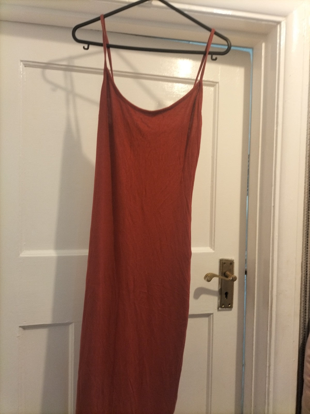 Ladies Boohoo Size 6 Browny Orange Sleeveless Pencil Dress