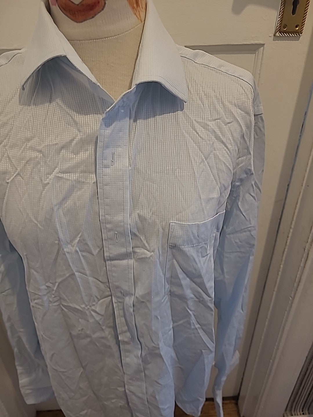 Mens Next City Collection Size 16.5" Blue Detailed Pure Cotton Long Sleeved...