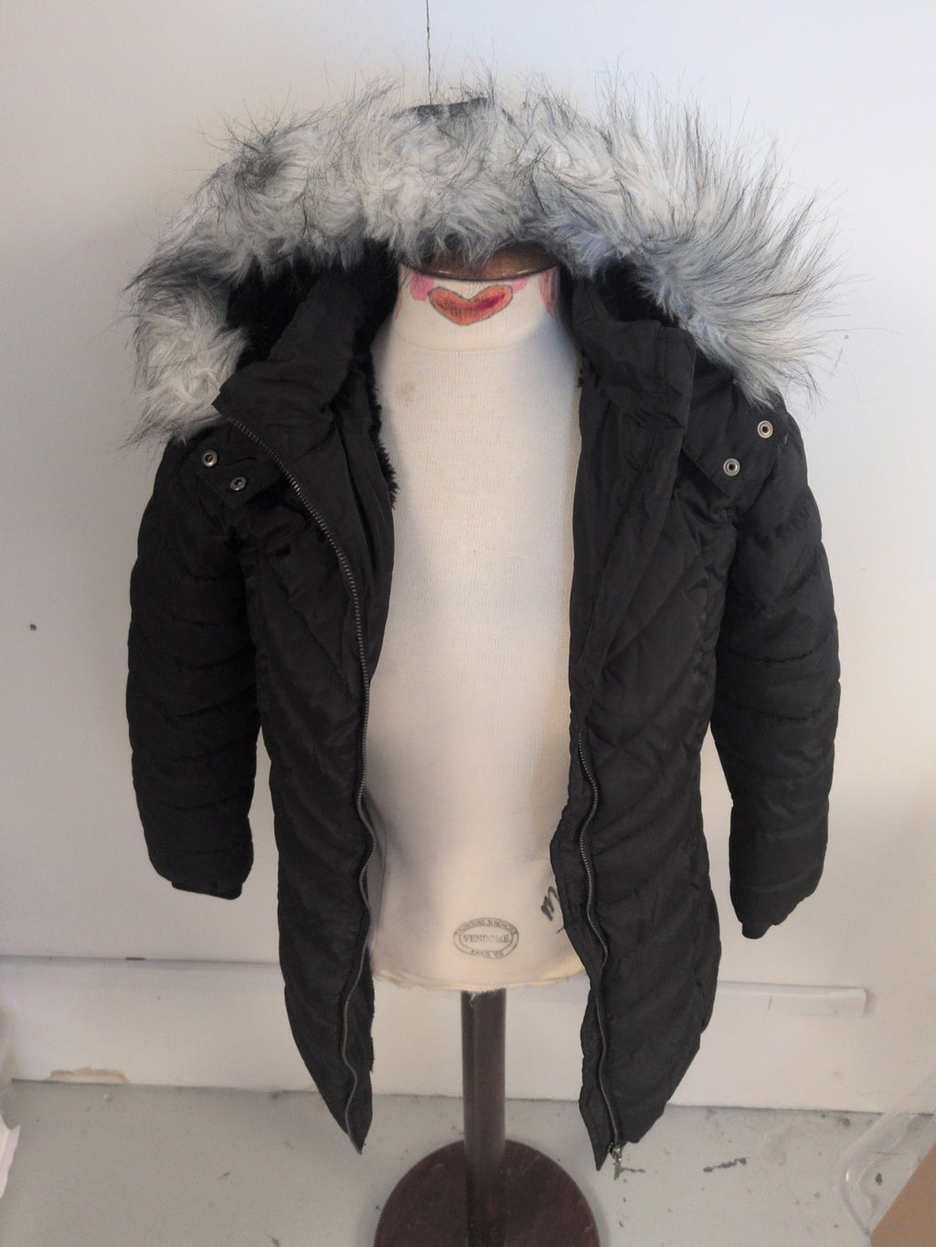 Very 11 Years Black Fluffy Faux Fur Hood