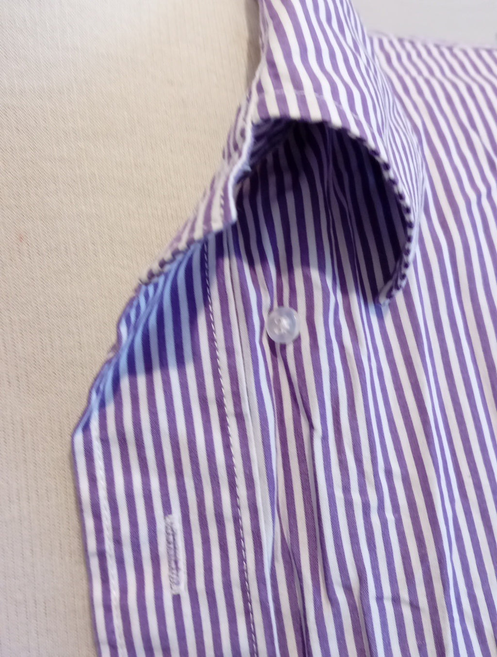 Mens Hamden Size 16.5" Purple White Striped Dress Formal Shirt