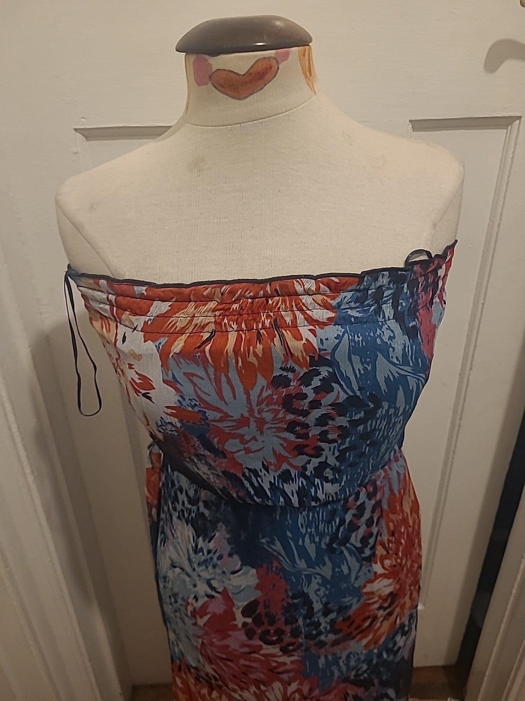 Ladies Billie&Blossom Size 8 Multi Coloured Floral Sleeveless Strapless Dress
