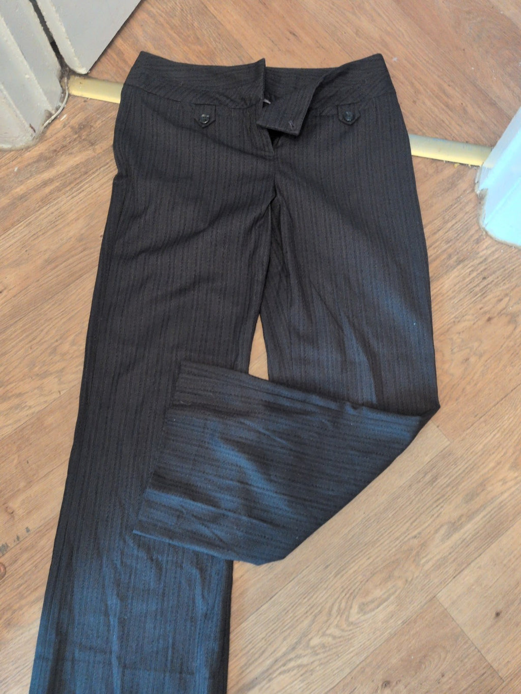 Ladies Next 14 Tall Grey Pattern Stripe Trousers Smart