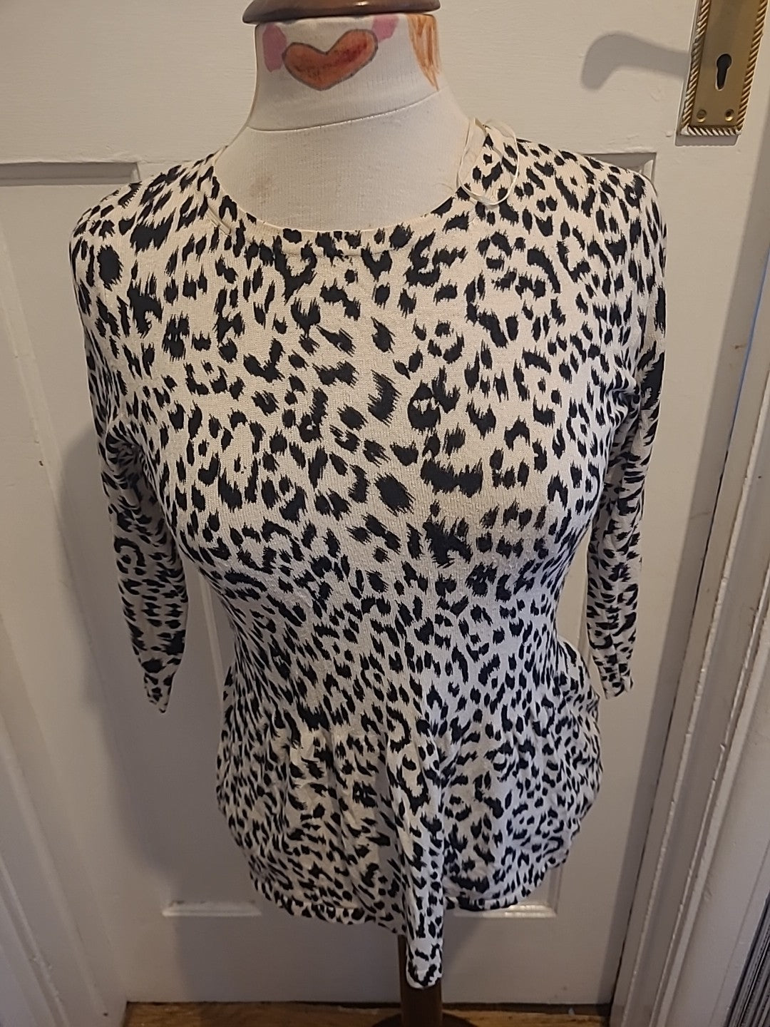 Ladies Marks And Spencer Size 8 Petite Black/Ivory Long Sleeved Lightweight...