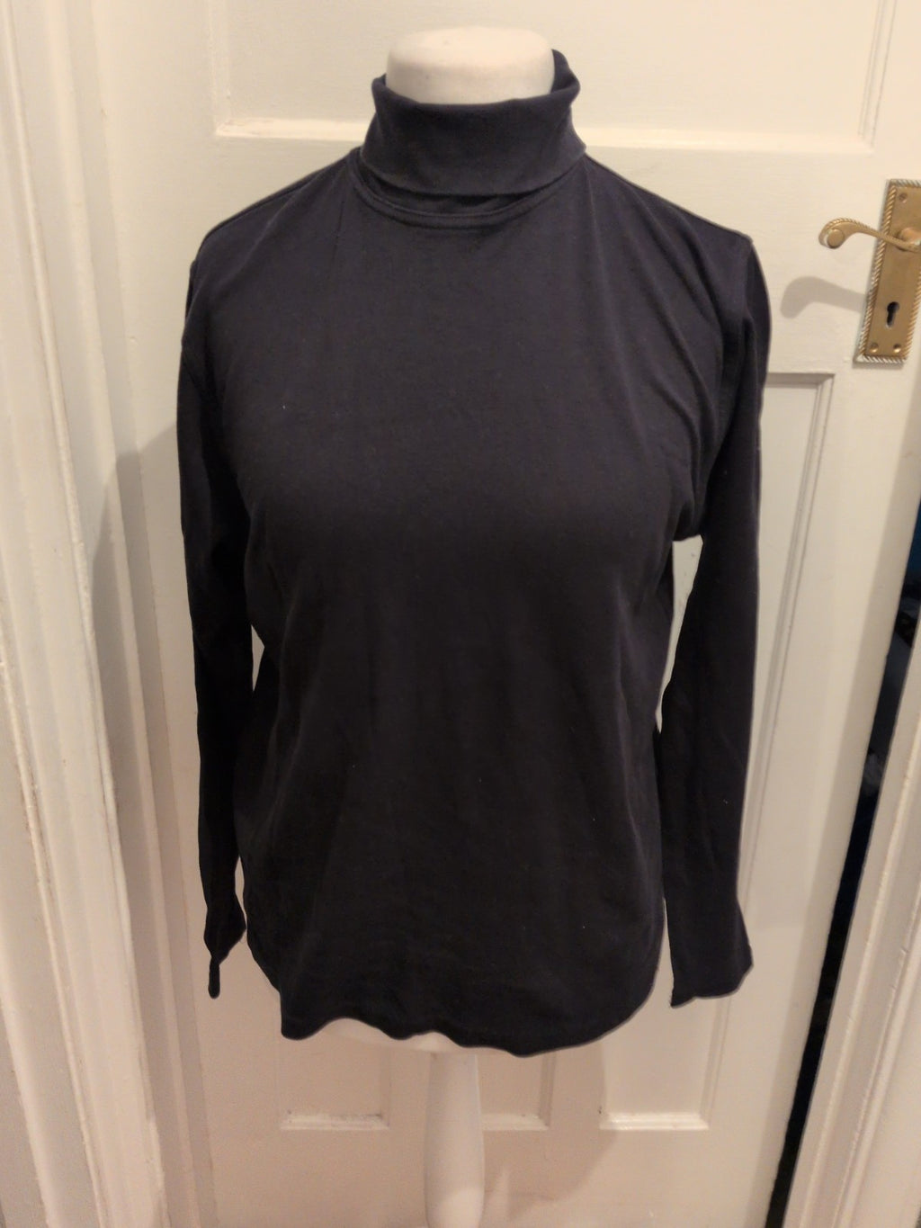 Large Black High Neck Long Sleeve T-shirt