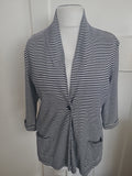 Cotton Traders 14/16 Navy Striped Buttoned Blouse