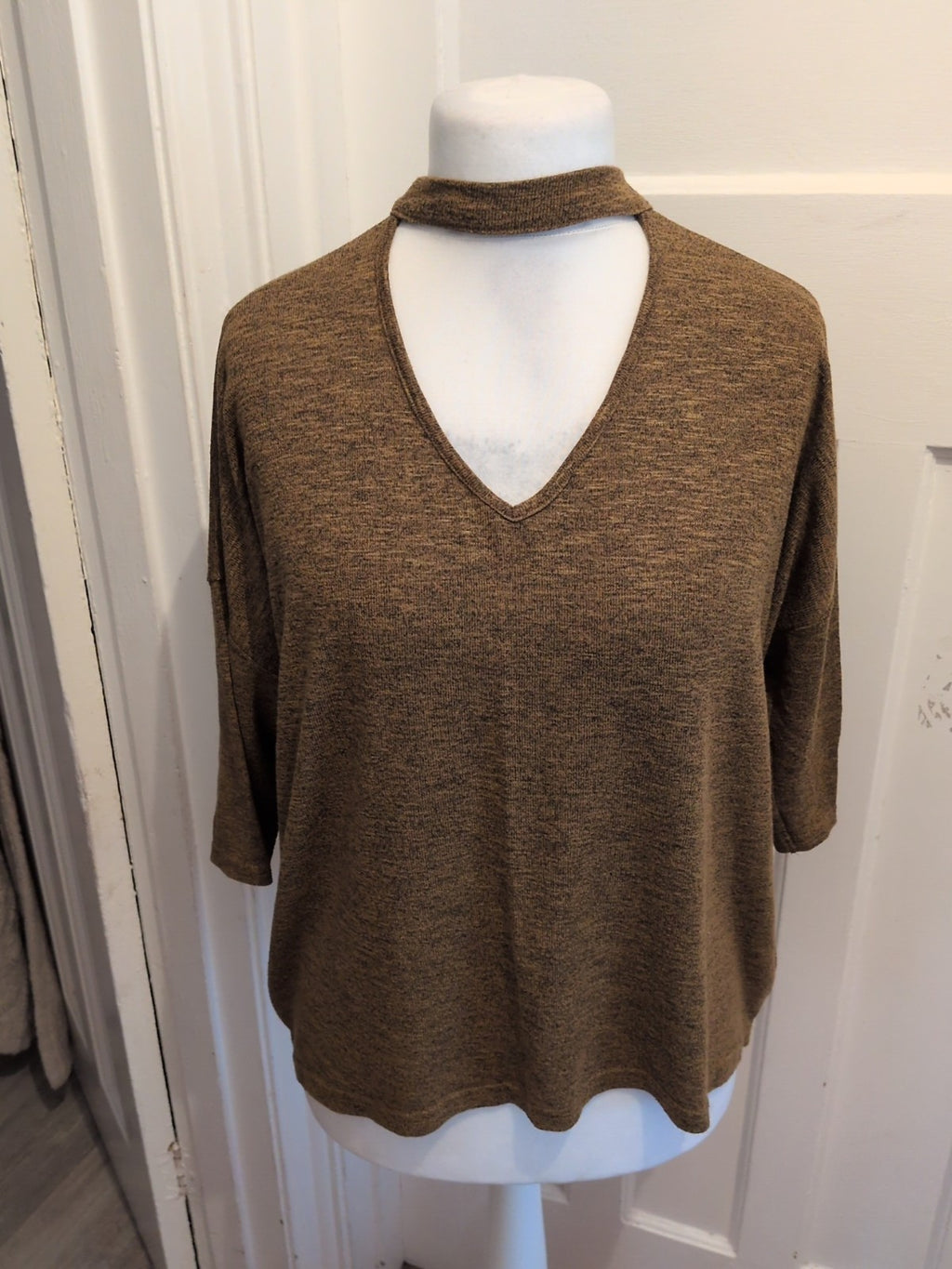 New Look Large Brown Fleck Cowl Neck Jumper