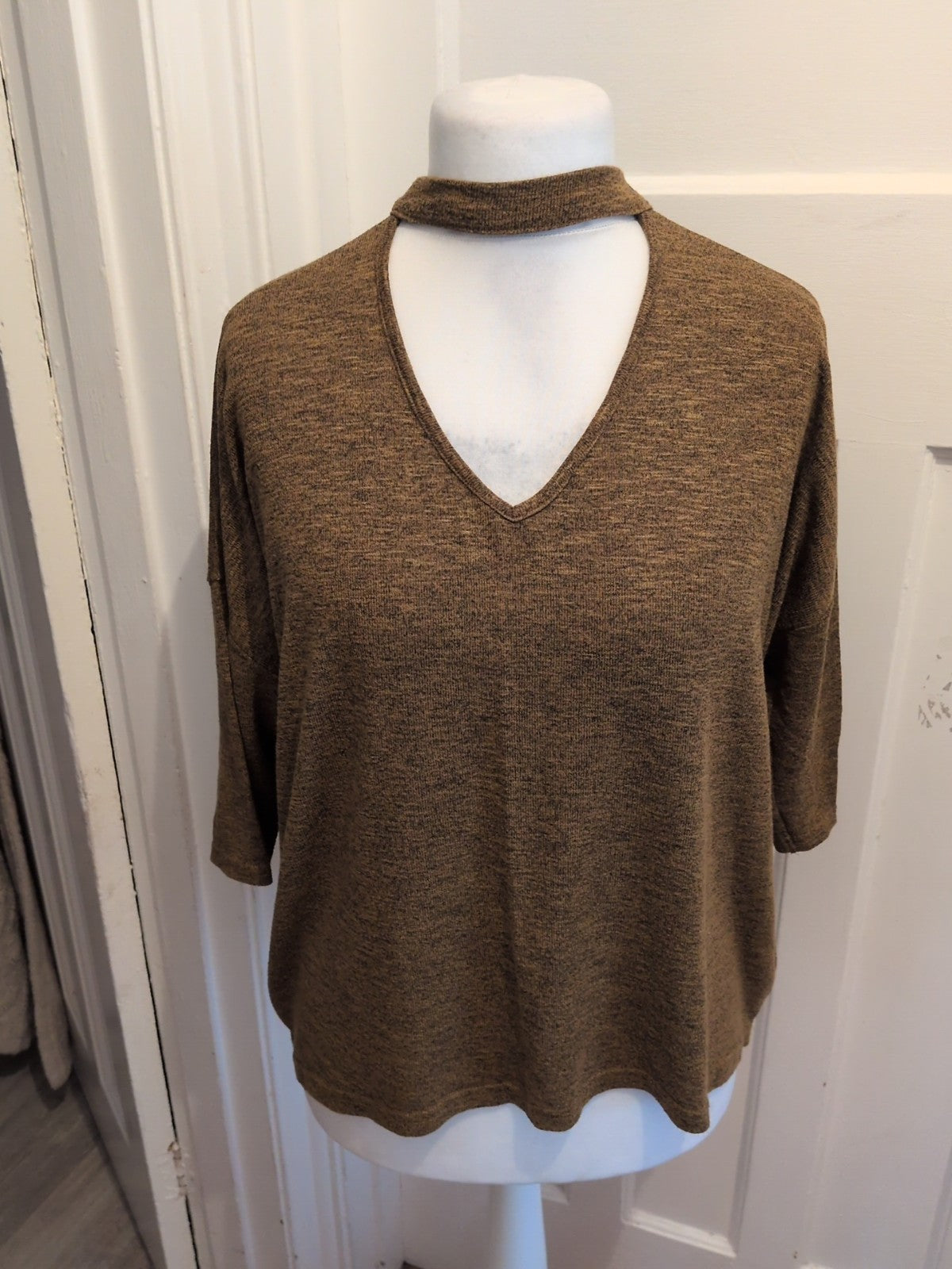 New Look Large Brown Fleck Cowl Neck Jumper