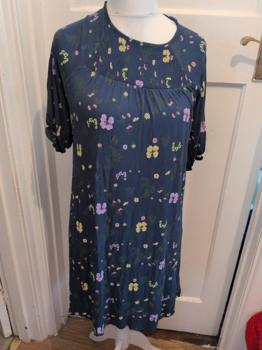 Next 8 Teal Floral Short Sleeve Dress
