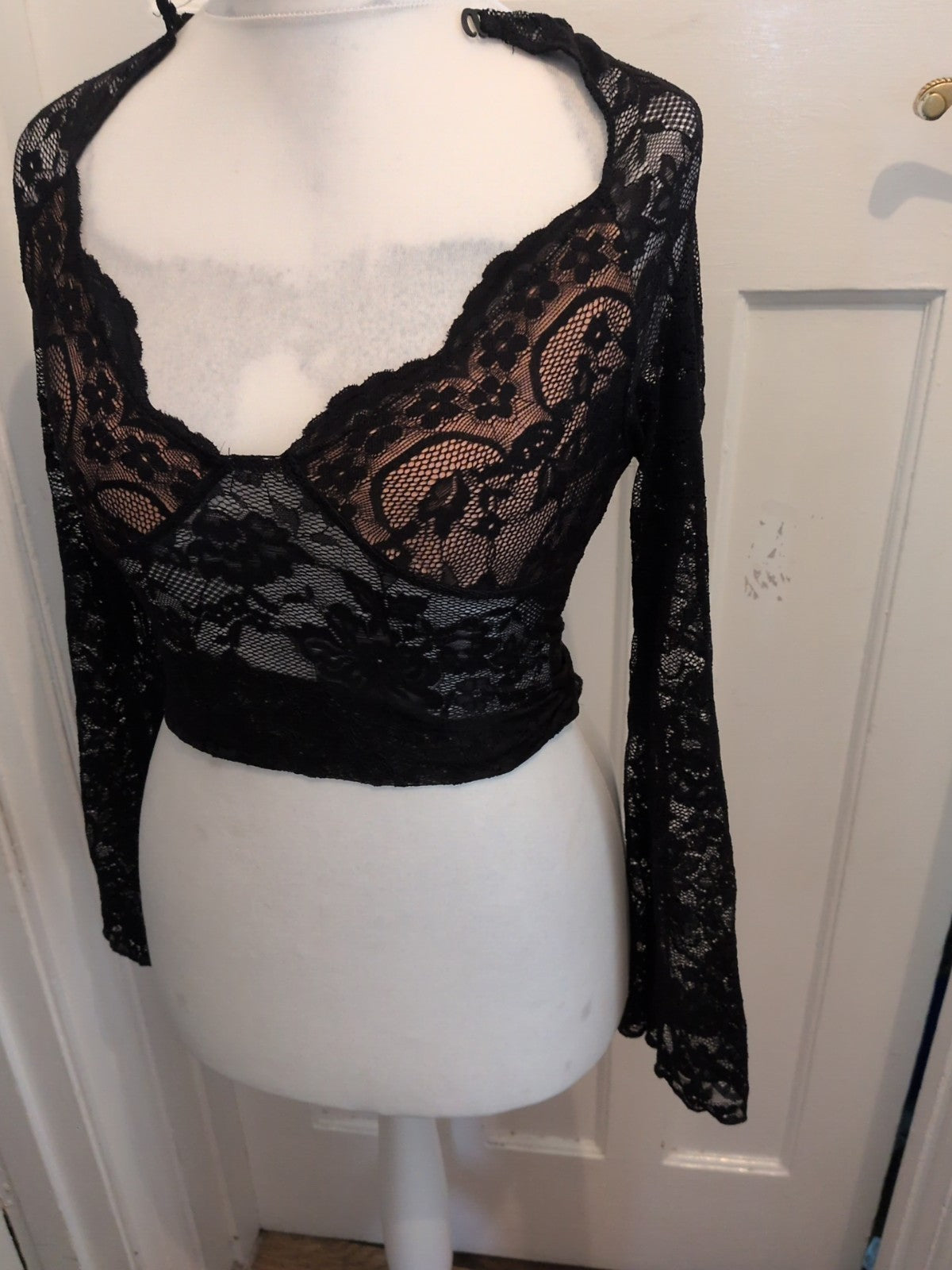 Shein Small Black Lace Long Sleeve Top