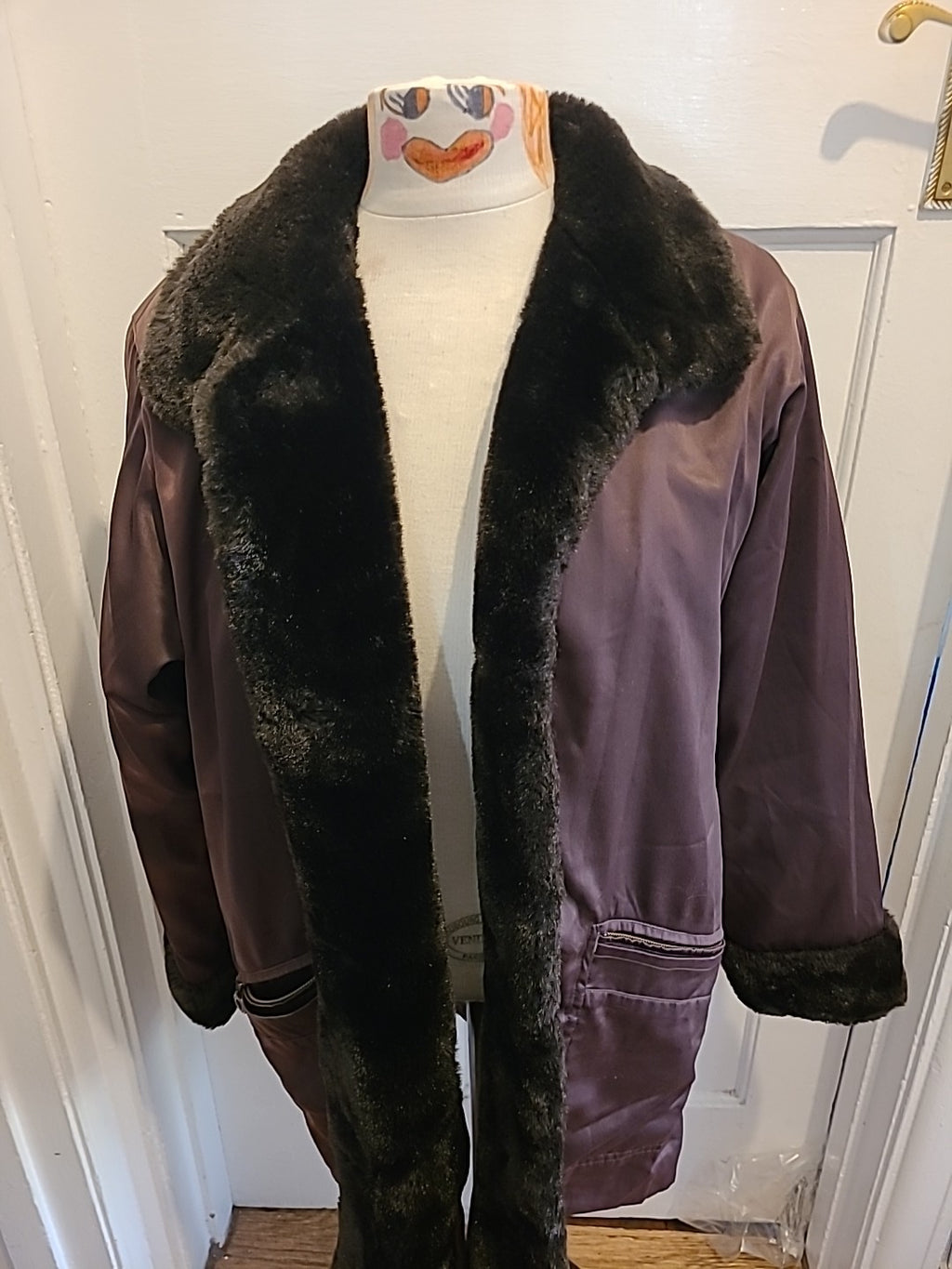 Ladies Dannimac Size Small Chocolate Brown Faux Fur Coat