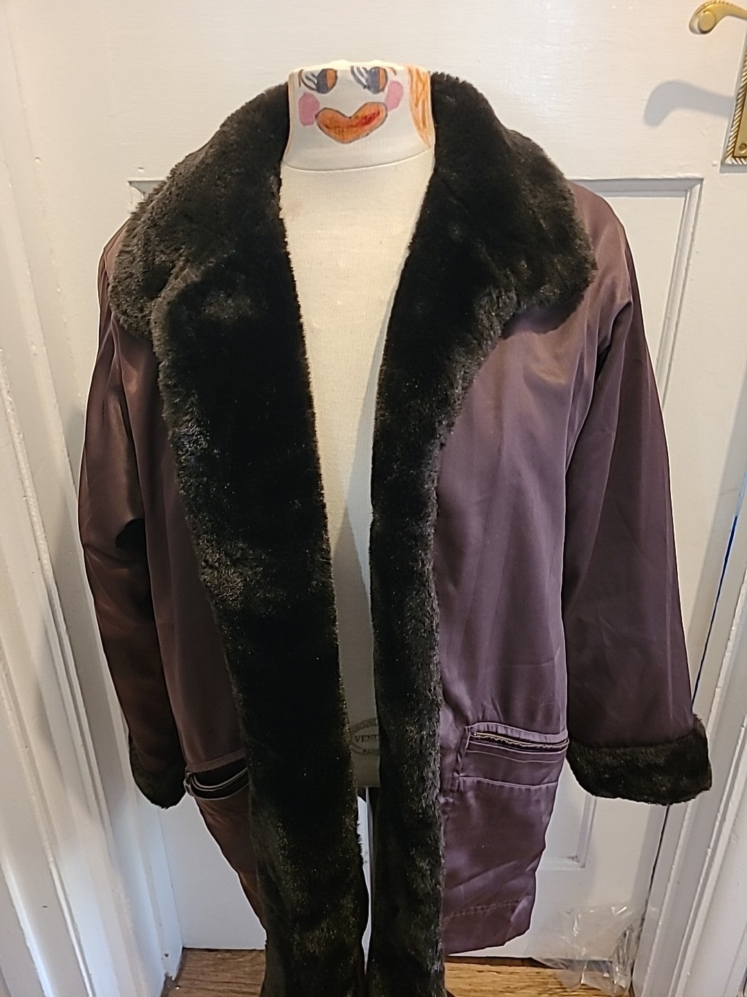 Ladies Dannimac Size Small Chocolate Brown Faux Fur Coat