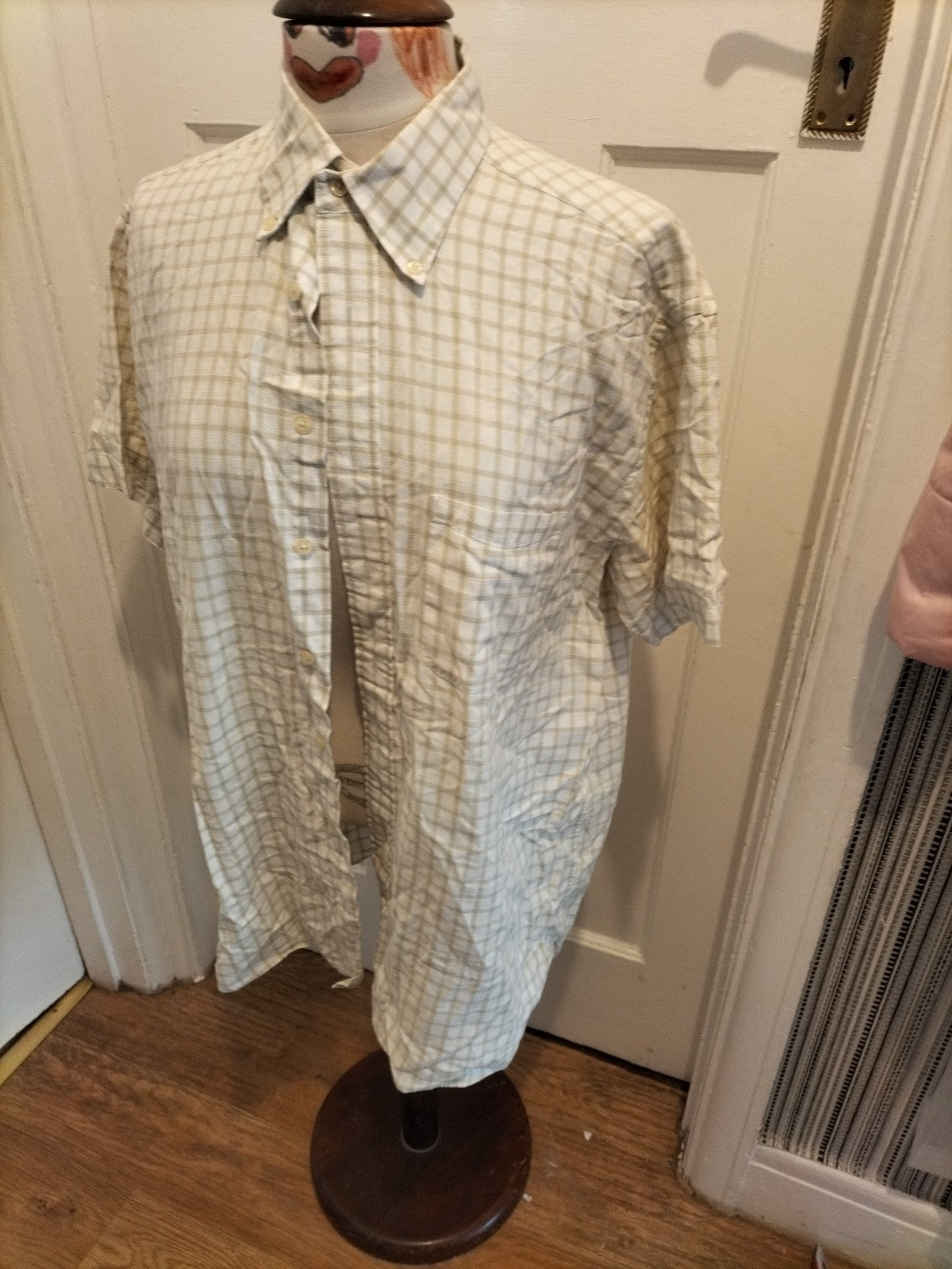 Mens Racing Green Size Large Pale Green White Short Sleeved Shirt