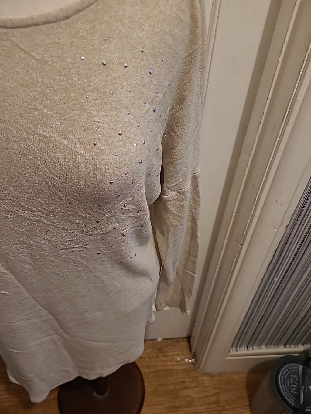 Ladies Wallis Size Small Beige With Silver Diamonte Long Sleeved Jumper
