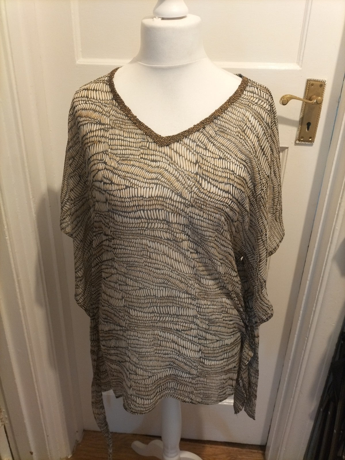 Ladies F&F Size Medium Crocodile Sheer See Through Over Dress
