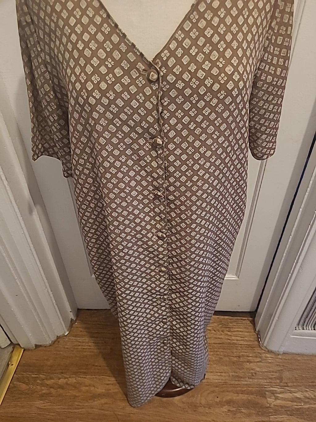 Ladies Gill Marjoram Size Large Brown/Beige Short Sleeved Maxi Dress