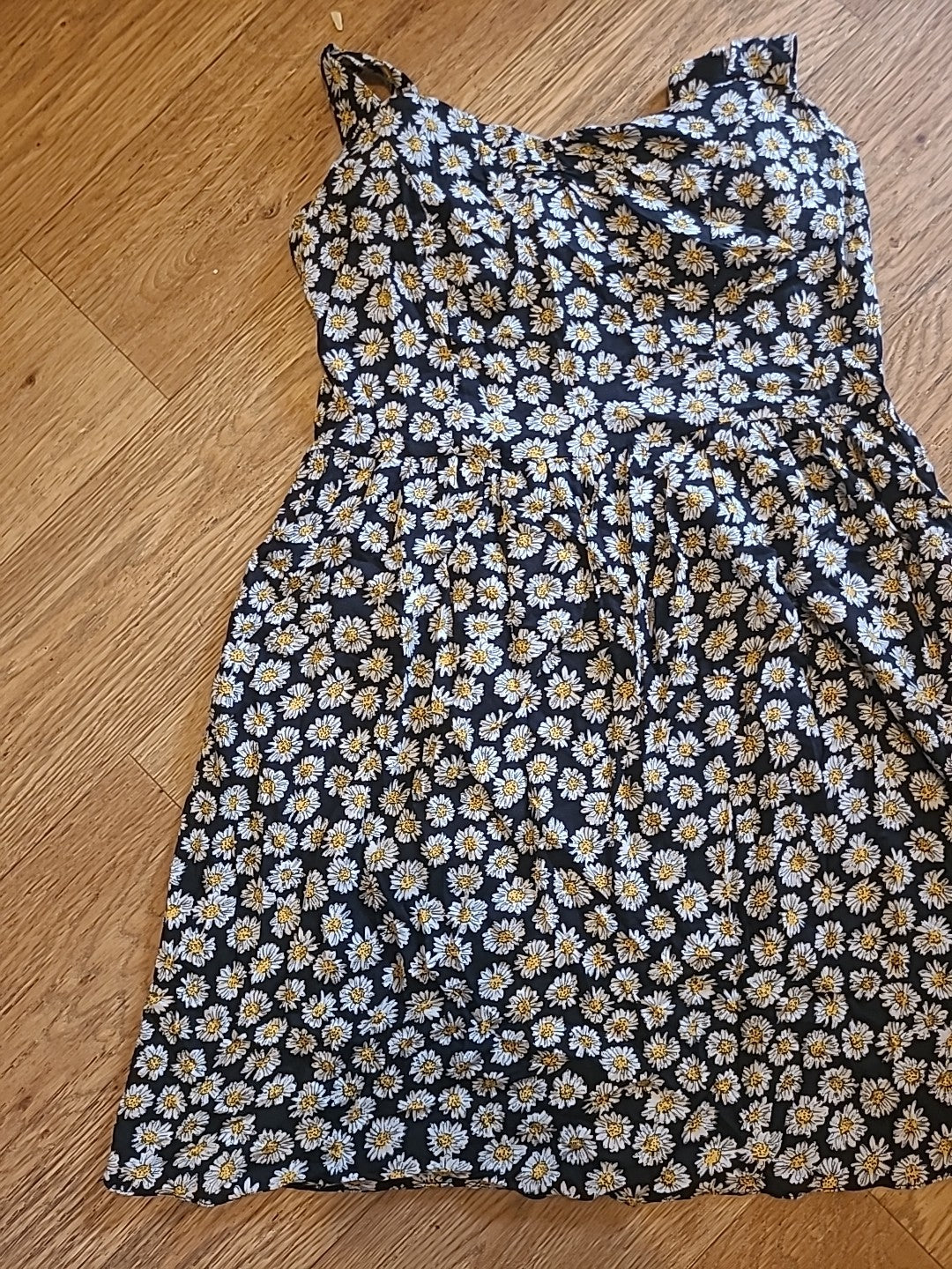 Ladies Atmosphere Size 10 Black Yellow White Daisy Sleeveless Dress