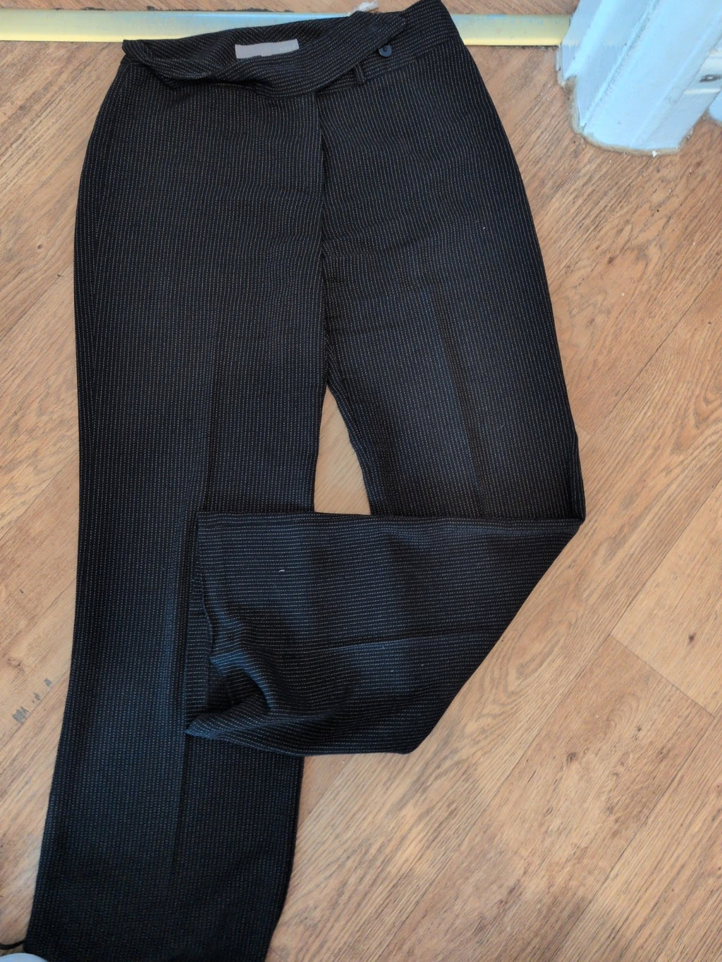 Next 12L Black With Brown Pinstripe Smart Trousers