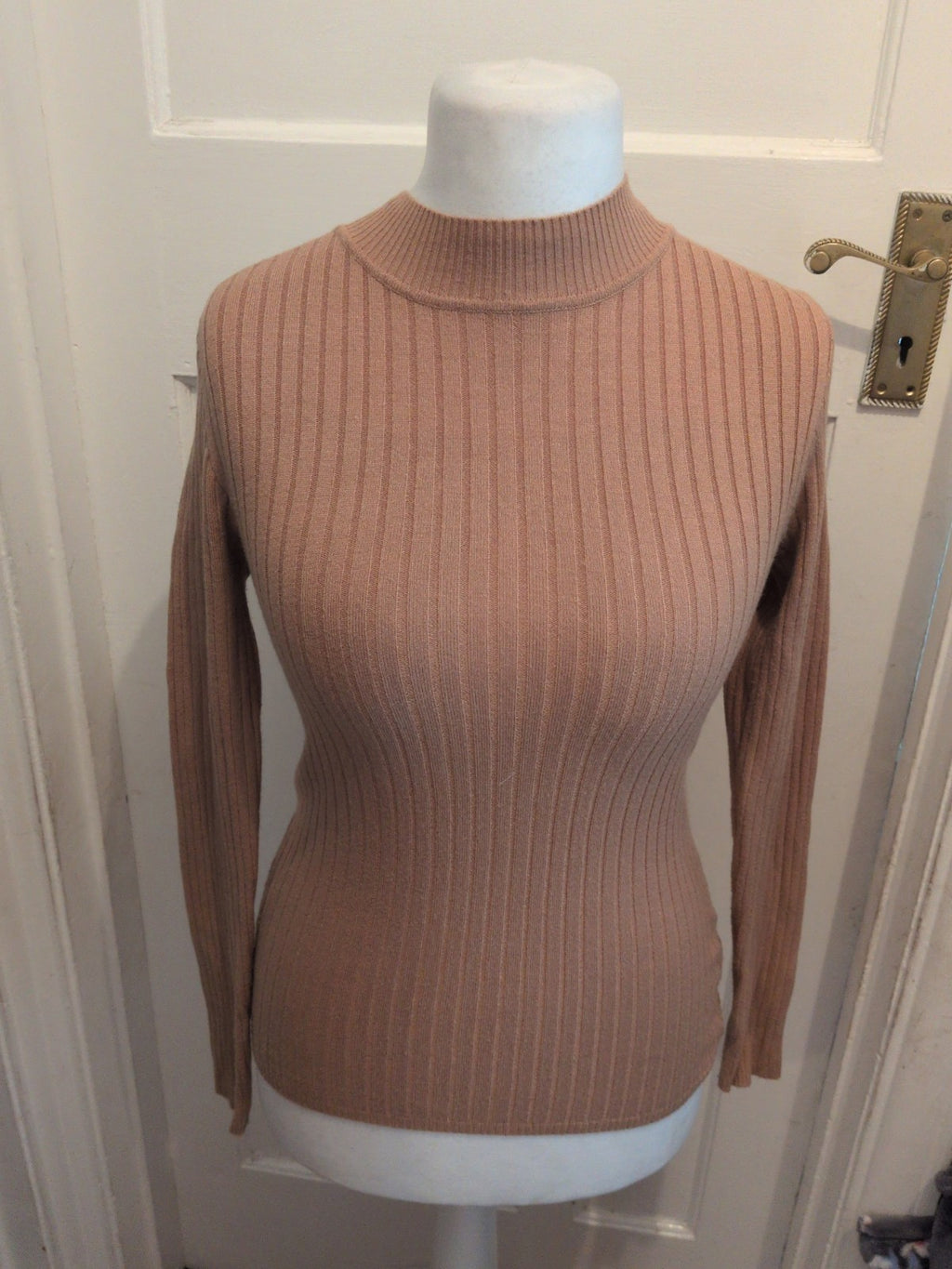 Primark Small Brown Ribbed High Neck Jumper