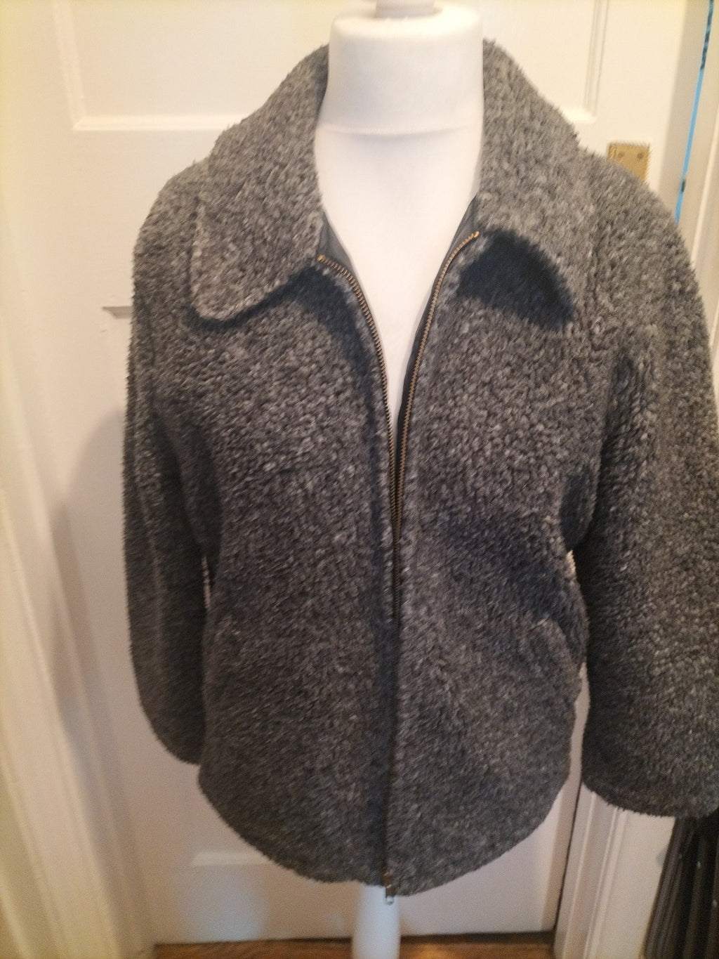 Ladies BHS Size 14 Grey Fleck Zipped Heavy Warm Jacket