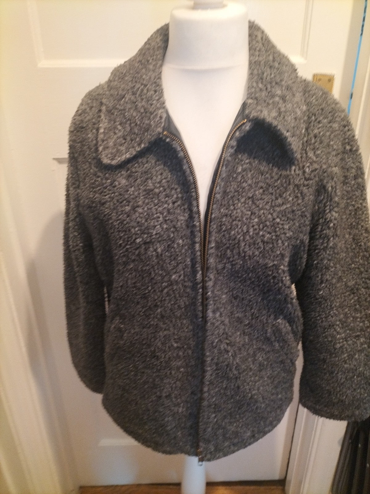 Ladies BHS Size 14 Grey Fleck Zipped Heavy Warm Jacket