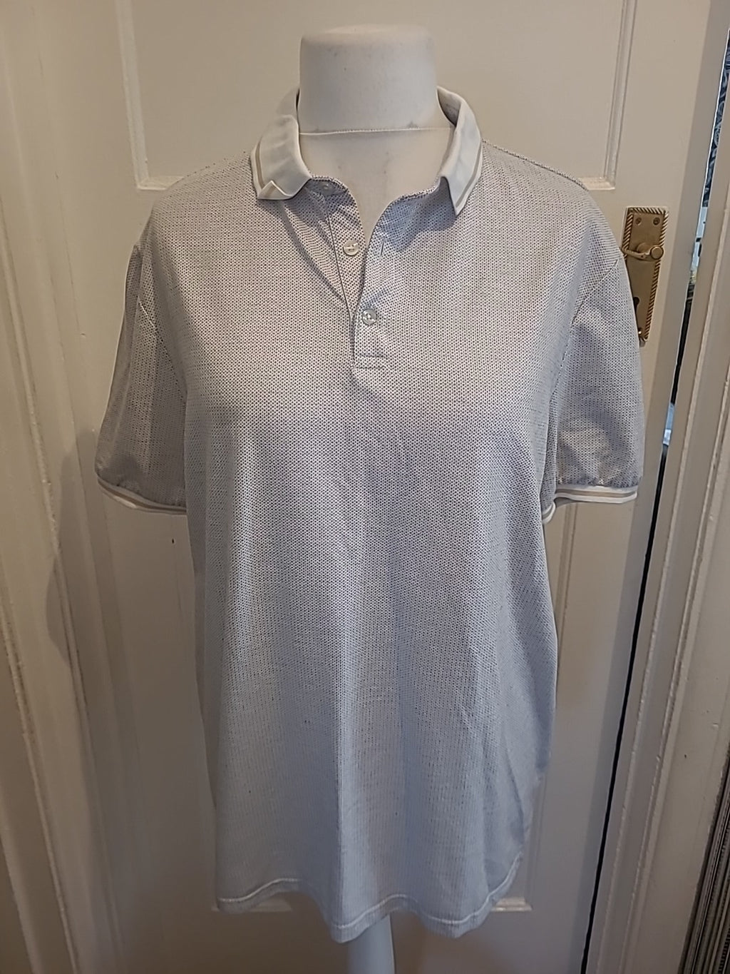 Mens George Size XL Grey Patterned Short Sleeved Polo