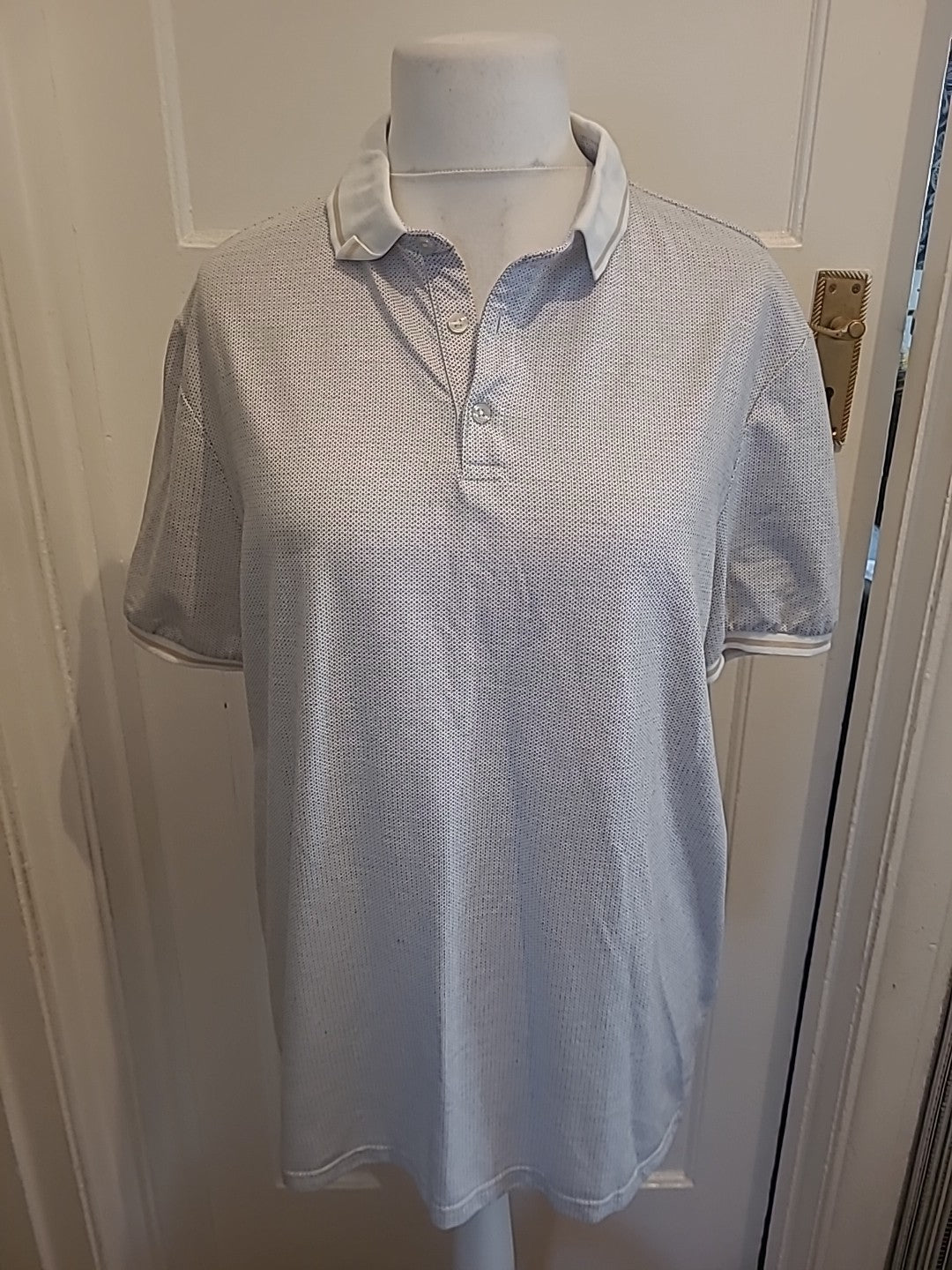 Mens George Size XL Grey Patterned Short Sleeved Polo