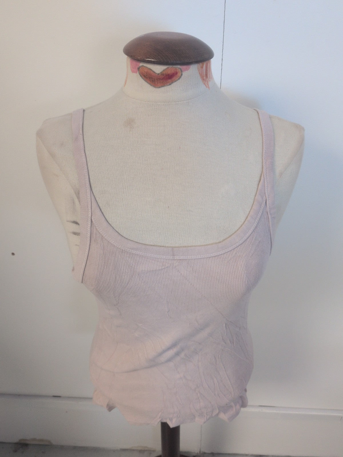 Ladies H&M Basics Size Medium Pale Pink Sleeveless T-shirt Brush Rib