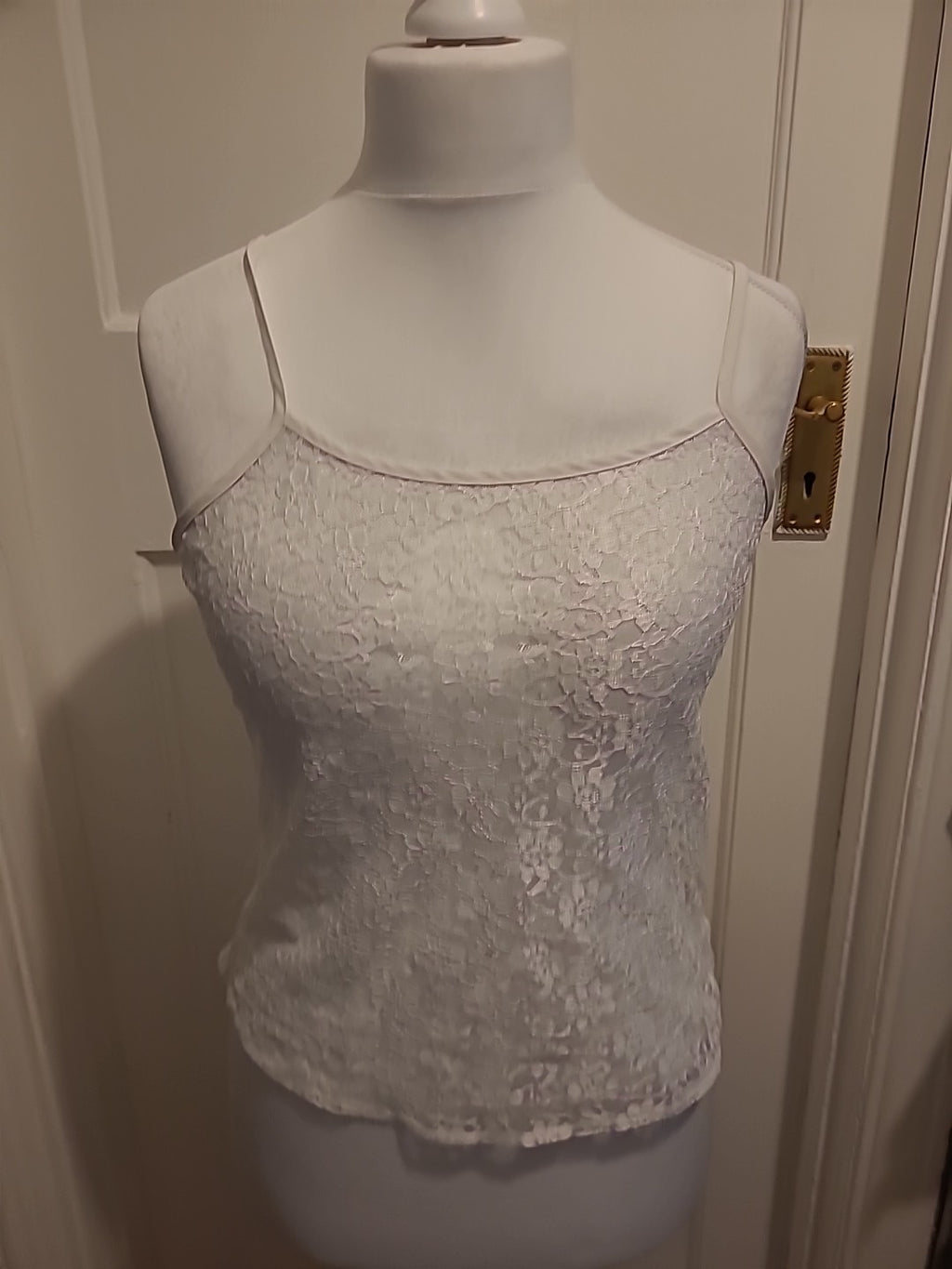 Ladies George Size 10 White Lace See Through Pyjama Top