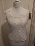 Ladies George Size 10 White Lace See Through Pyjama Top