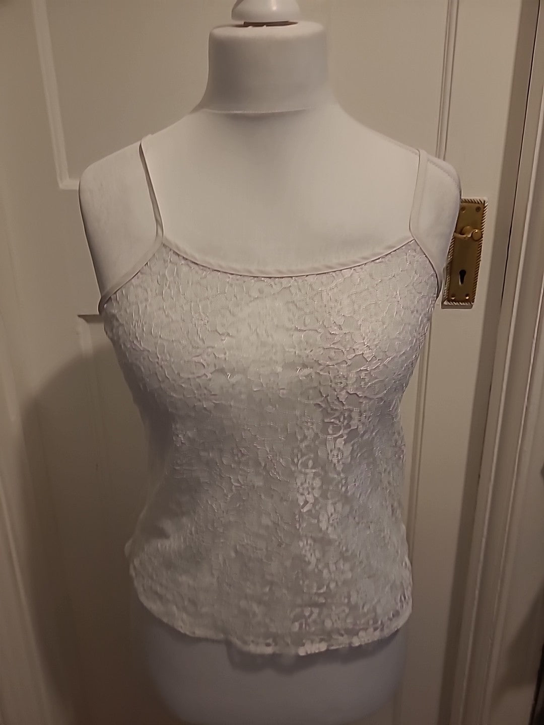 Ladies George Size 10 White Lace See Through Pyjama Top