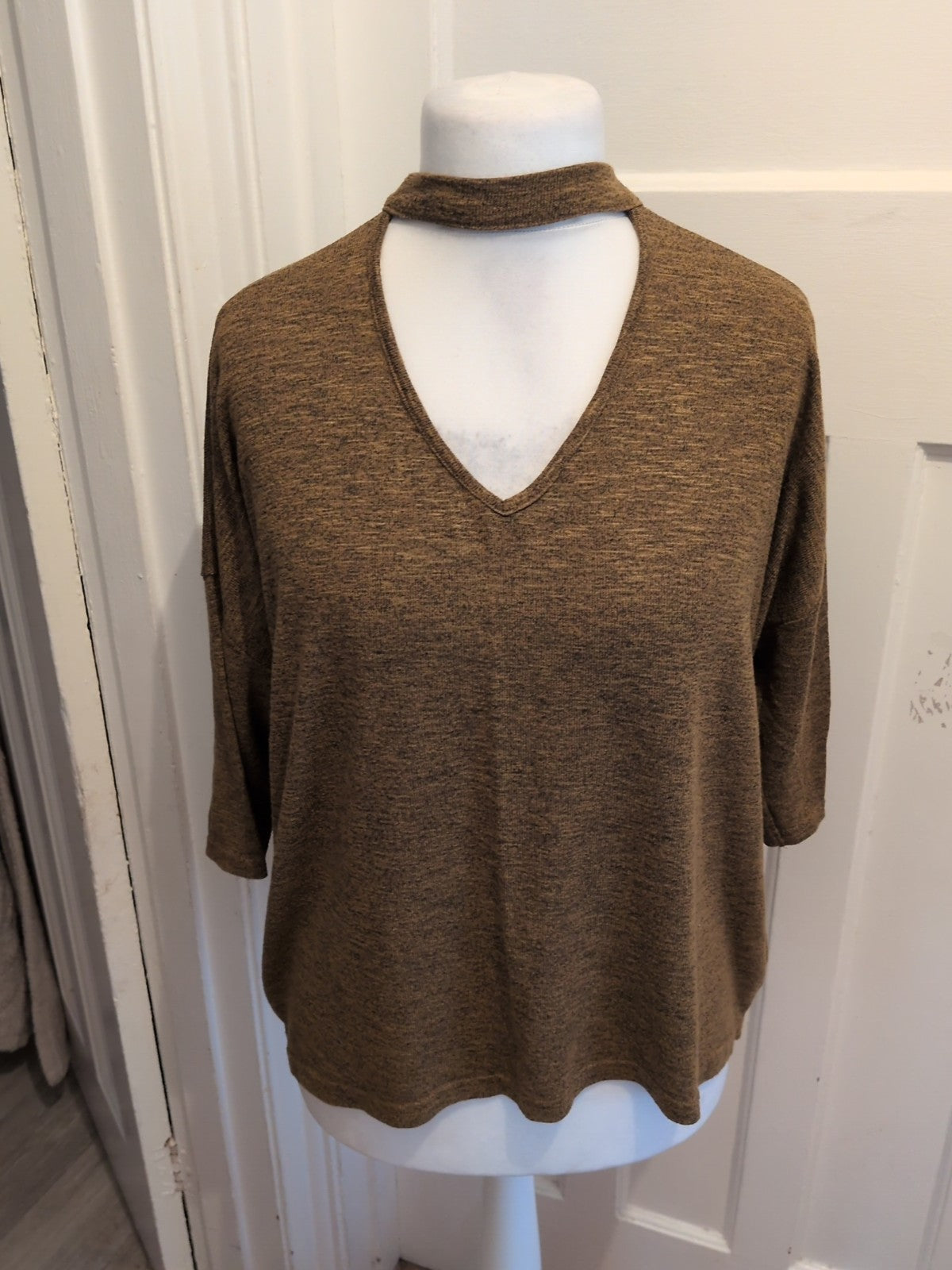 New Look Large Brown Fleck Cowl Neck Jumper