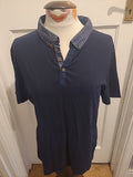 Mens Tu Size Medium Premium Navy With Detailed Collar Polo